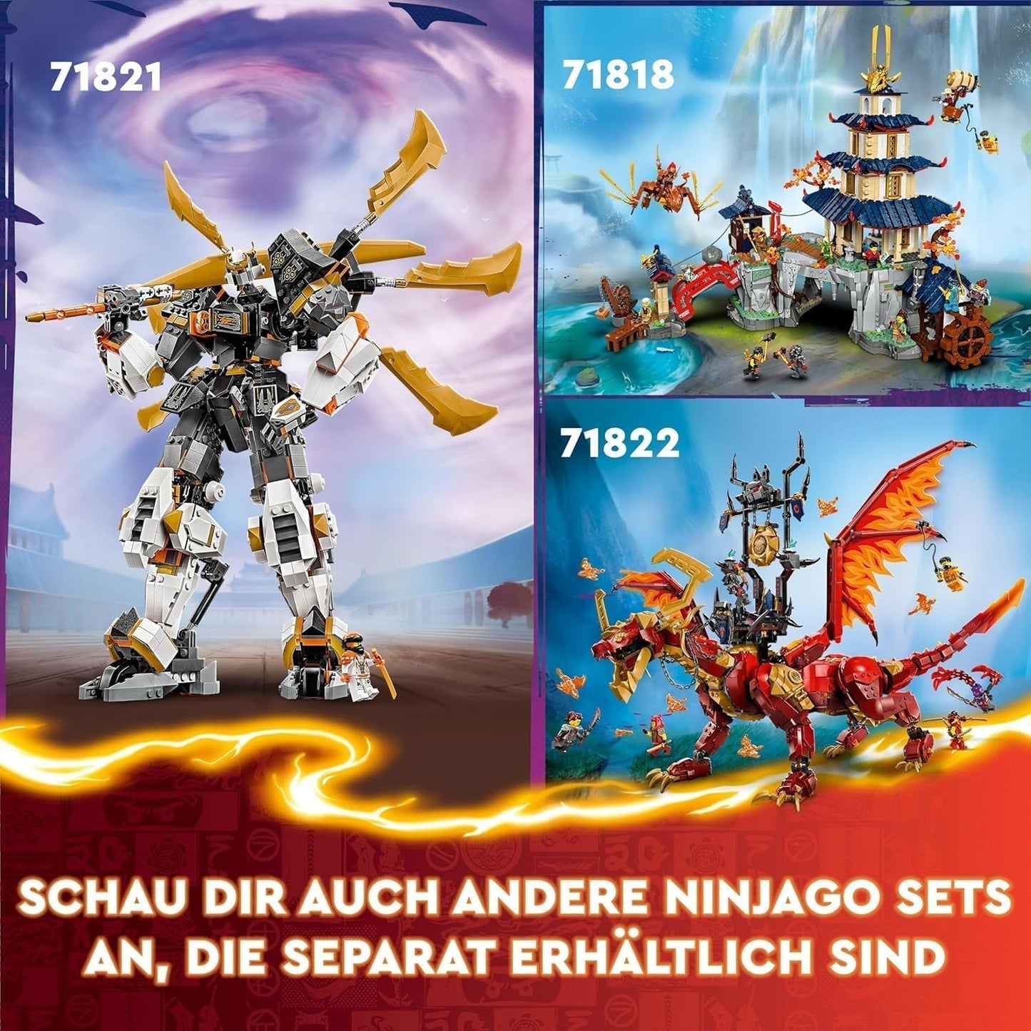 LEGO NINJAGO Tournoi Arène Aventure Jouet pour Enfants Ninja Playset avec 6 Figurines Collection Ensemble de Construction Cadeau d'Anniversaire pour Garçons et Filles de 7 Ans 71818 Jeux de Construction Besuche den LEGO-Store