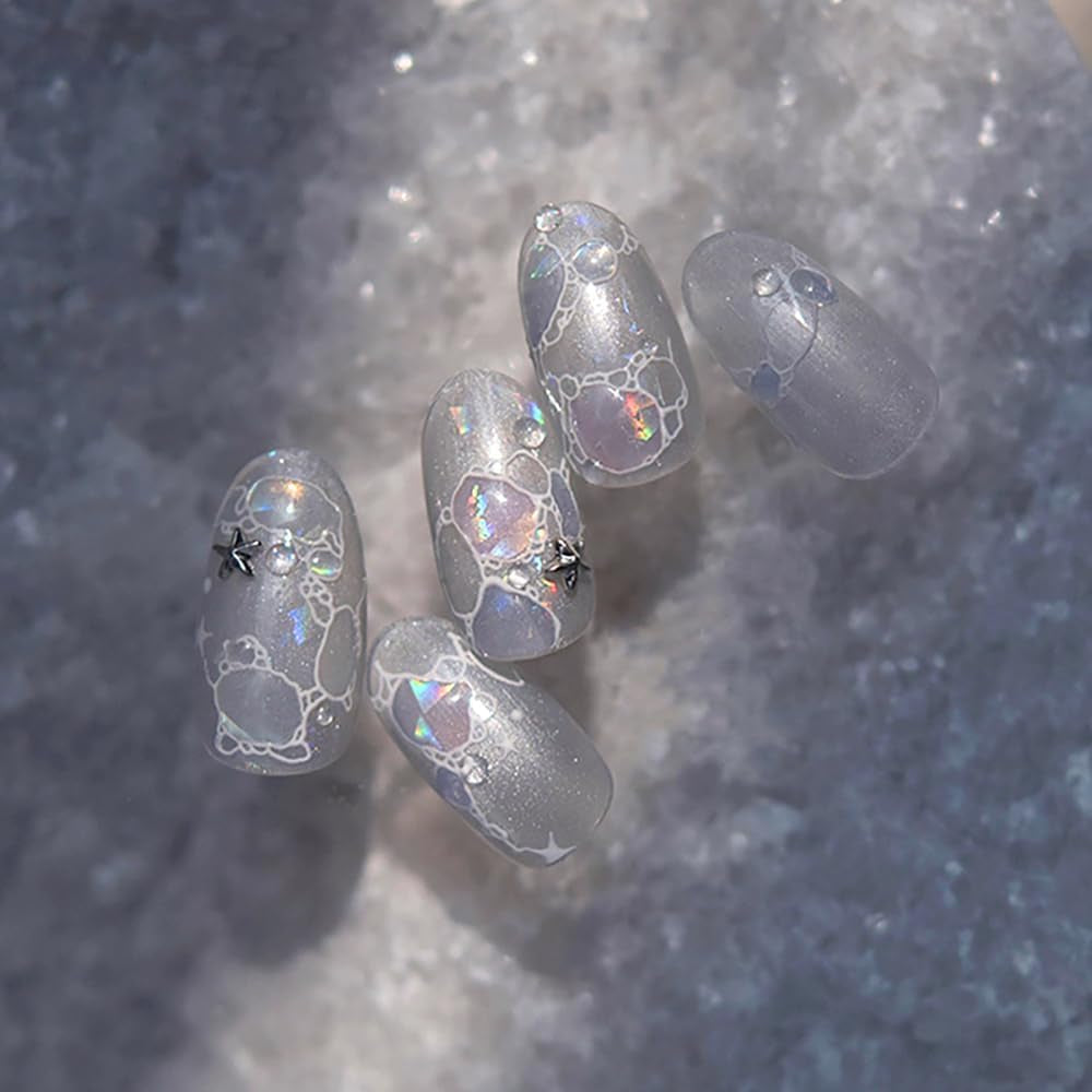 Autocollants pour ongles pailletés Vagues d'eau d'été Nail Art étoilé Fantaisie Vagues d'eau de mer Dessins d'ongles Autocollants pour ongles Vagues d'eau de mer Accessoires pour ongles Nail Art