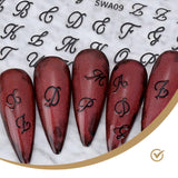 7 lettres alphabets 3D Nagelsticker Nagelfolie Selbstklebend Buchstaben Aufkleber Nägel Zubehör Nagelaufkleber Klebebuchstaben Aufkleber Selbst Gestalten Letter Letters Nail Art Stickers