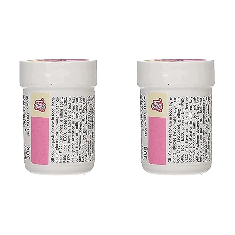 Colorant alimentaire concentré Funcakes Paste Color Rose ; pour pâte, crème, fondant, massepain, pâte à modeler et pâte à fleurs. Halal et casher. 30g