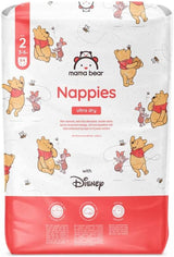 Marque Amazon : Mama Bear Disney Couches Ultra Dry, taille 3 (4-9 kg) – Boîte mensuelle, blanche, 172 pièces (2 paquets de 86)