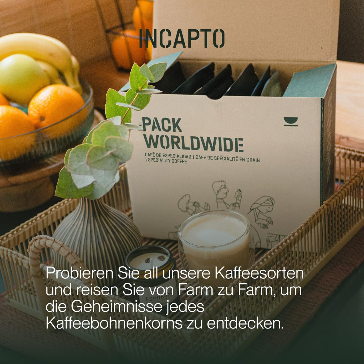 Sélection de grains de café Incapto dans le monde entier | Sélection de 10 origines du monde | Café de spécialité | 100% Arabica | Idéal comme coffret cadeau café | Pour les amateurs de café | 10 paquets x 100g