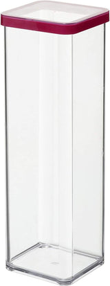 Rotho Loft Lot de 5 Bocaux de Conservation avec Couvercles Différentes Tailles Plastique Alimentaire (PP) Sans BPA Transparent/Rouge (21,4 x 21,4 x 23,5 cm) Naty Shop 2 L Carré