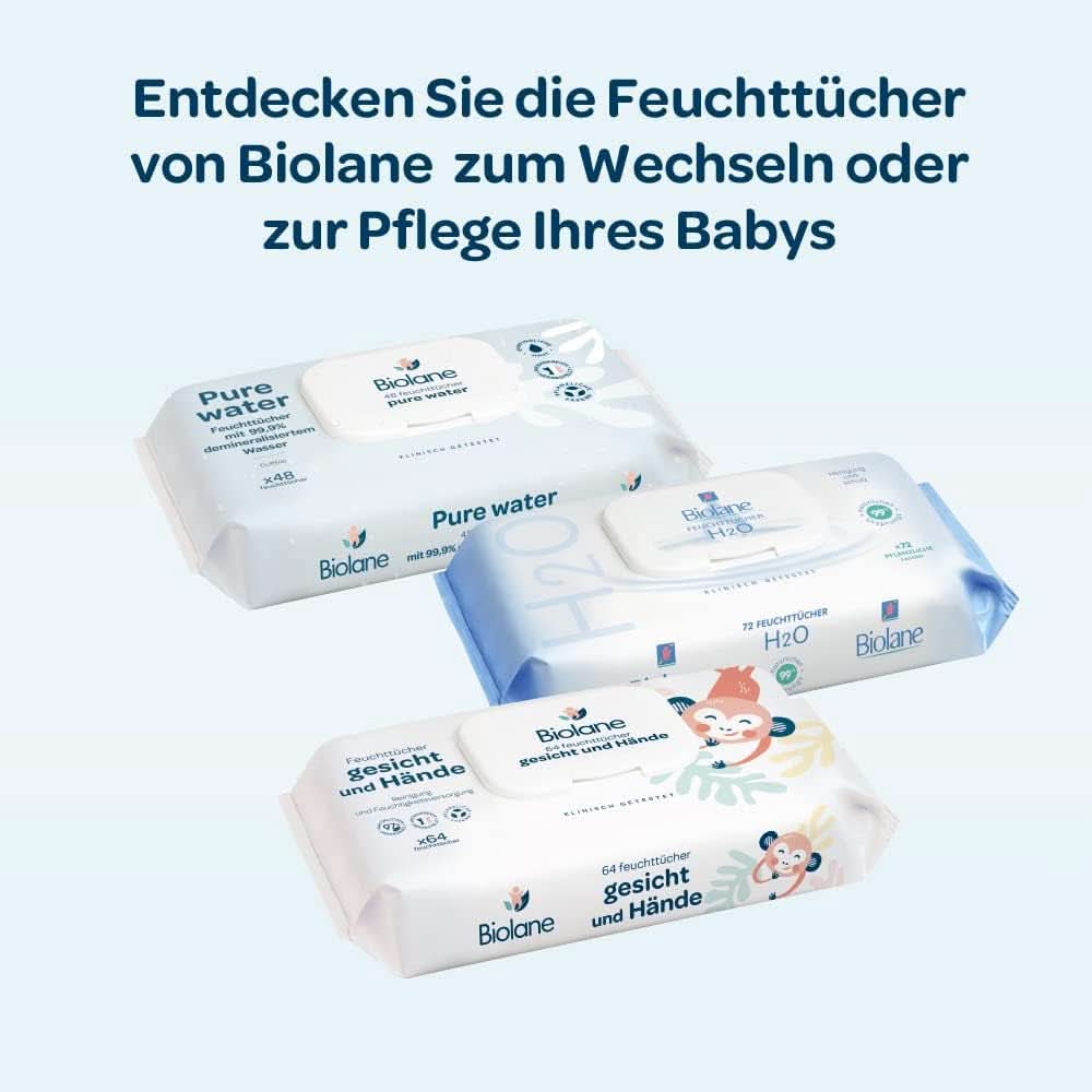 BIOLANE - Feuillage pour bébé avec eau 99,9% - Eau pure - Emballage avec 12 X 48 (576 Feuillage) - Pour Empfindliche Haut - Ab der Geburt - Duftfrei - Wechseln Und Reinigungspflege Naty Shop