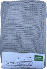 Family Bedding Couverture Cellulaire Rose pour Lit Double, Coton, Grand Couvre-lit Réversible, Légère, Thermique, Douce, Couverture Cellulaire Traditionnelle, Couettes 230 X 230 Cm Naty Shop Lit Double Gris (230X230Cm)