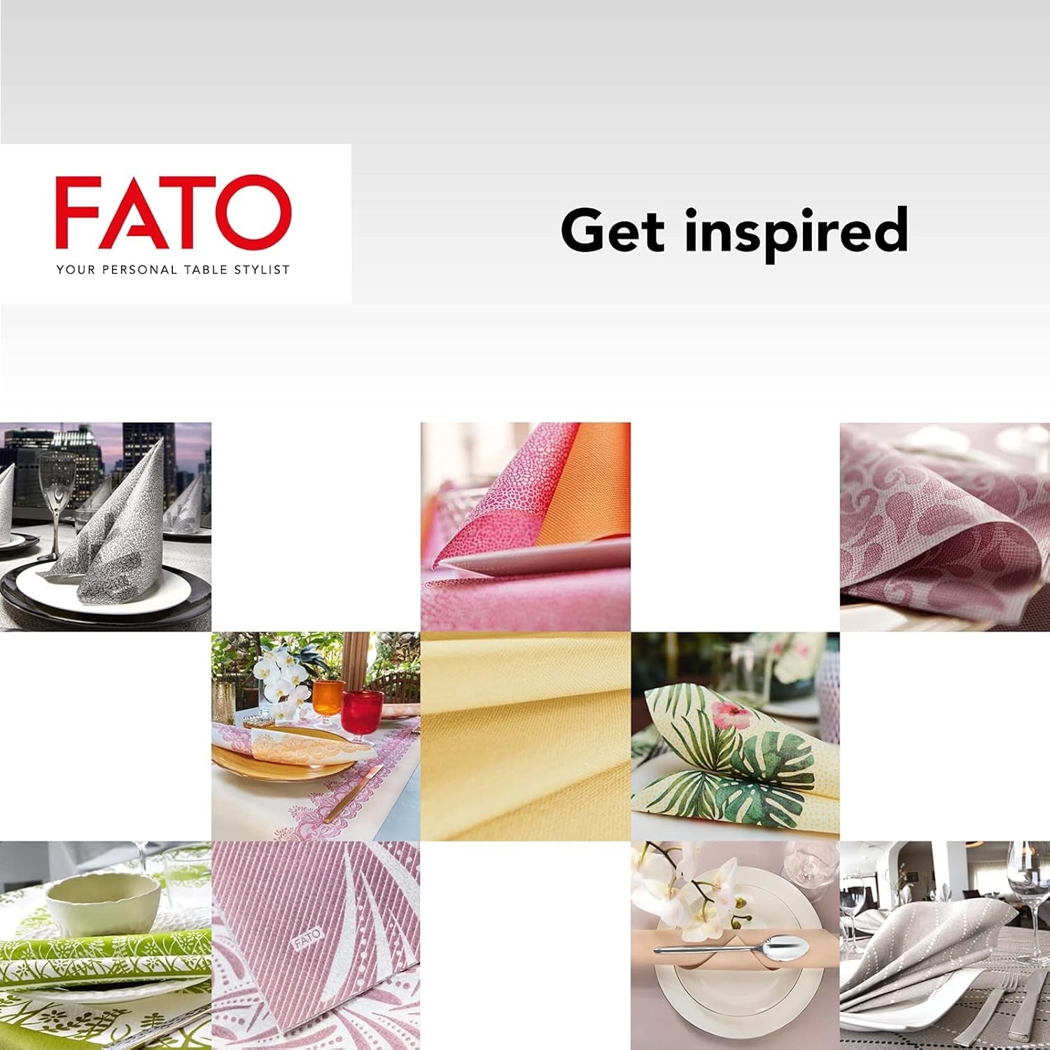 Fato - Serviettes en papier sec, airlaid, effet textile, paquet de 50 serviettes, 40X40 pliées en format 4, Tropicana Decor