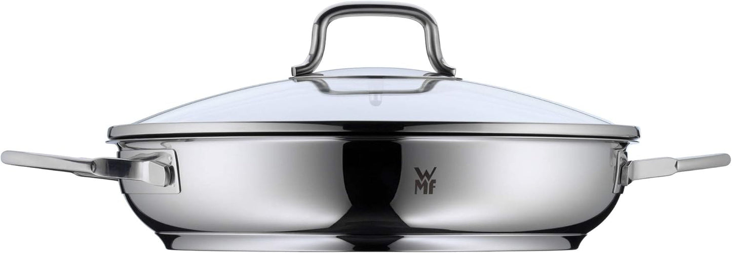 WMF Devil Casserole à induction 26 cm avec couvercle en verre, acier inoxydable avec revêtement Cromargan, revêtement céramique, va au four Casseroles et poêles Naty Shop