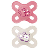 MAM Sucette Bébé 0-2 Mois Tétine Plate Flexible Symétrique Silicone Souple Facile à Utiliser avec Boîte Auto-stérilisante Original Neutre Mat 2 Pièces
