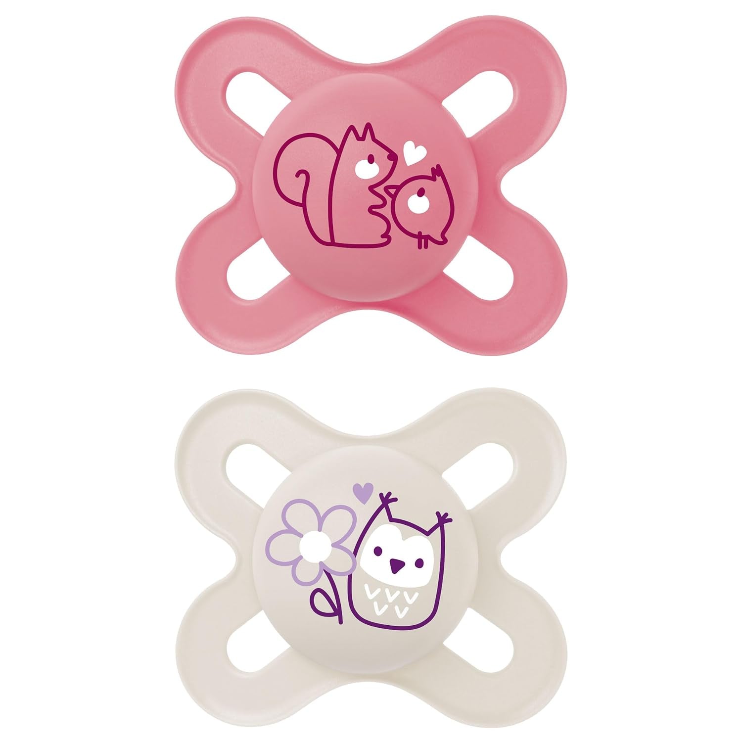 MAM Sucette Bébé 0-2 Mois Tétine Plate Flexible Symétrique Silicone Souple Facile à Utiliser avec Boîte Auto-stérilisante Original Neutre Mat 2 Pièces