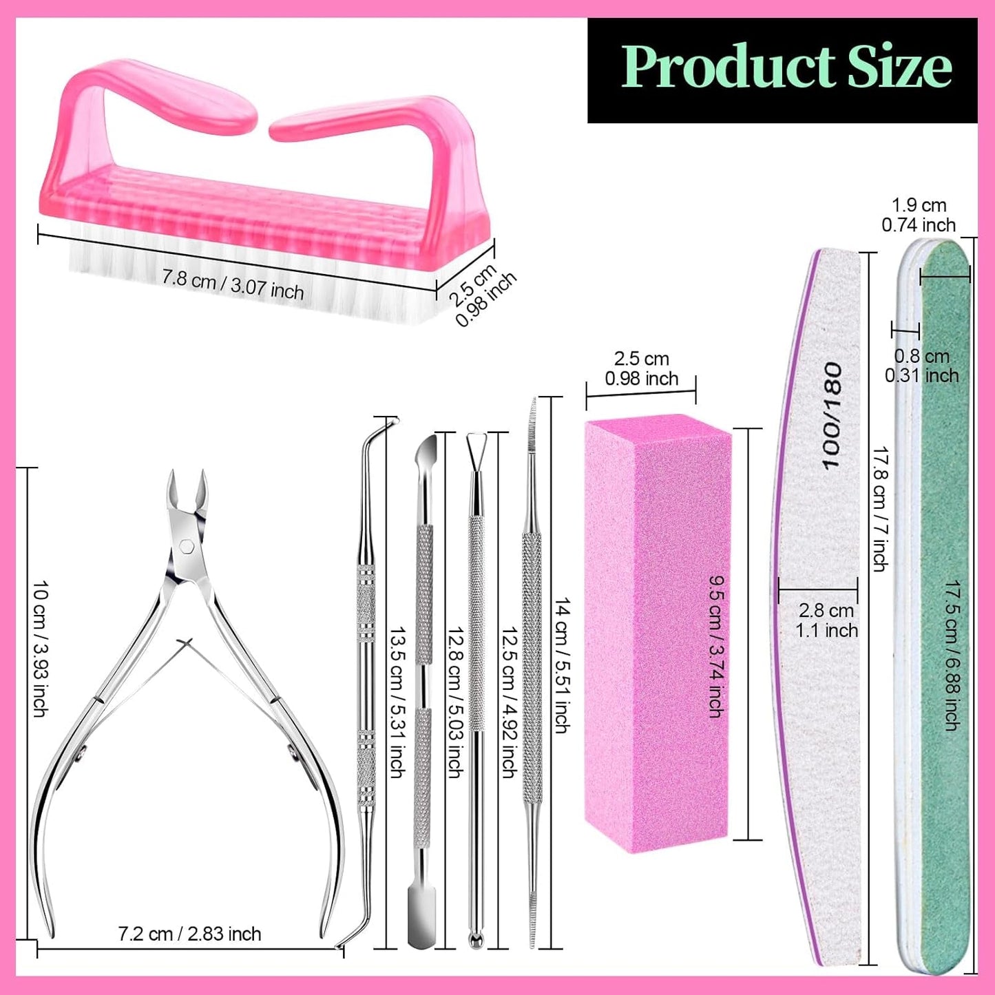 FANDAMEI Kit de Manucure, Buffer Für Gelnägel, Nagelfeile 100/180, Nagelfeilen Für Gelnägel, Nagelhautschieber, Buffer Für Gelnägel, Feilen Für Gelnägel, Nagelzange, Nagelfeilen Set, Maniküre & Pedicure Set