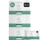 Naïf Lingettes Bébé Sans Plastique 432 Pièces (Pack de 8 x 54 Lingettes) - Soin des Fesses, du Corps et du Visage de Bébé - 99% d'eau - 0% Parfum & Alcool - Boîte de Lingettes Humides Durables, Eucalyptus Sensible