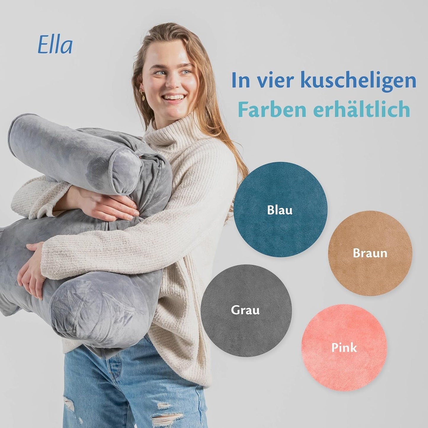 Ella Oreiller de lecture pour lit et canapé avec tour de cou amovible – Oreiller de dos pour lit – Oreiller de lecture en mousse à mémoire de forme avec accoudoirs, idéal pour lire, regarder la télévision, se détendre ou comme soutien du dos – Gris