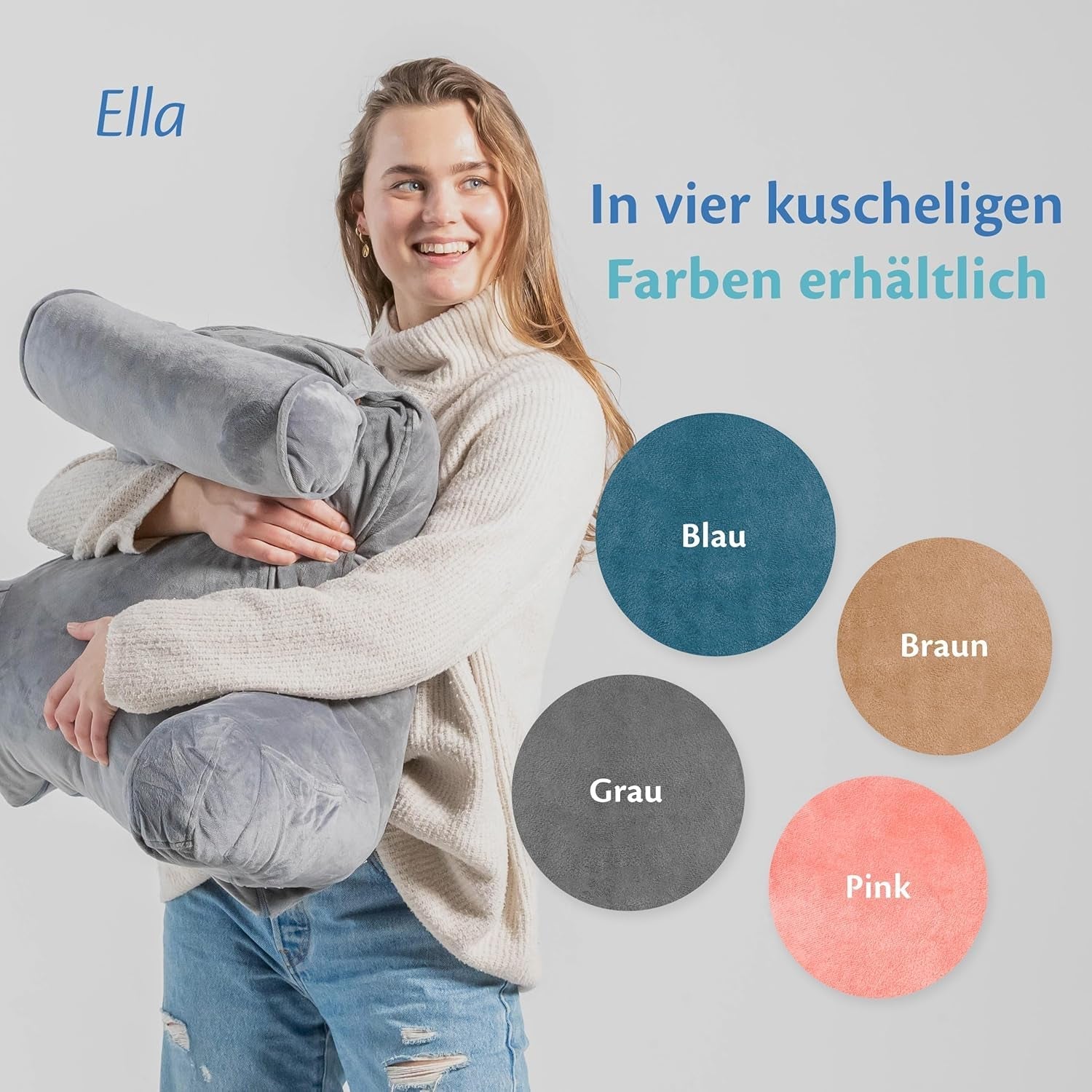 Ella Oreiller de lecture pour lit et canapé avec tour de cou amovible – Oreiller de dos pour lit – Oreiller de lecture en mousse à mémoire de forme avec accoudoirs, idéal pour lire, regarder la télévision, se détendre ou comme soutien du dos – Gris