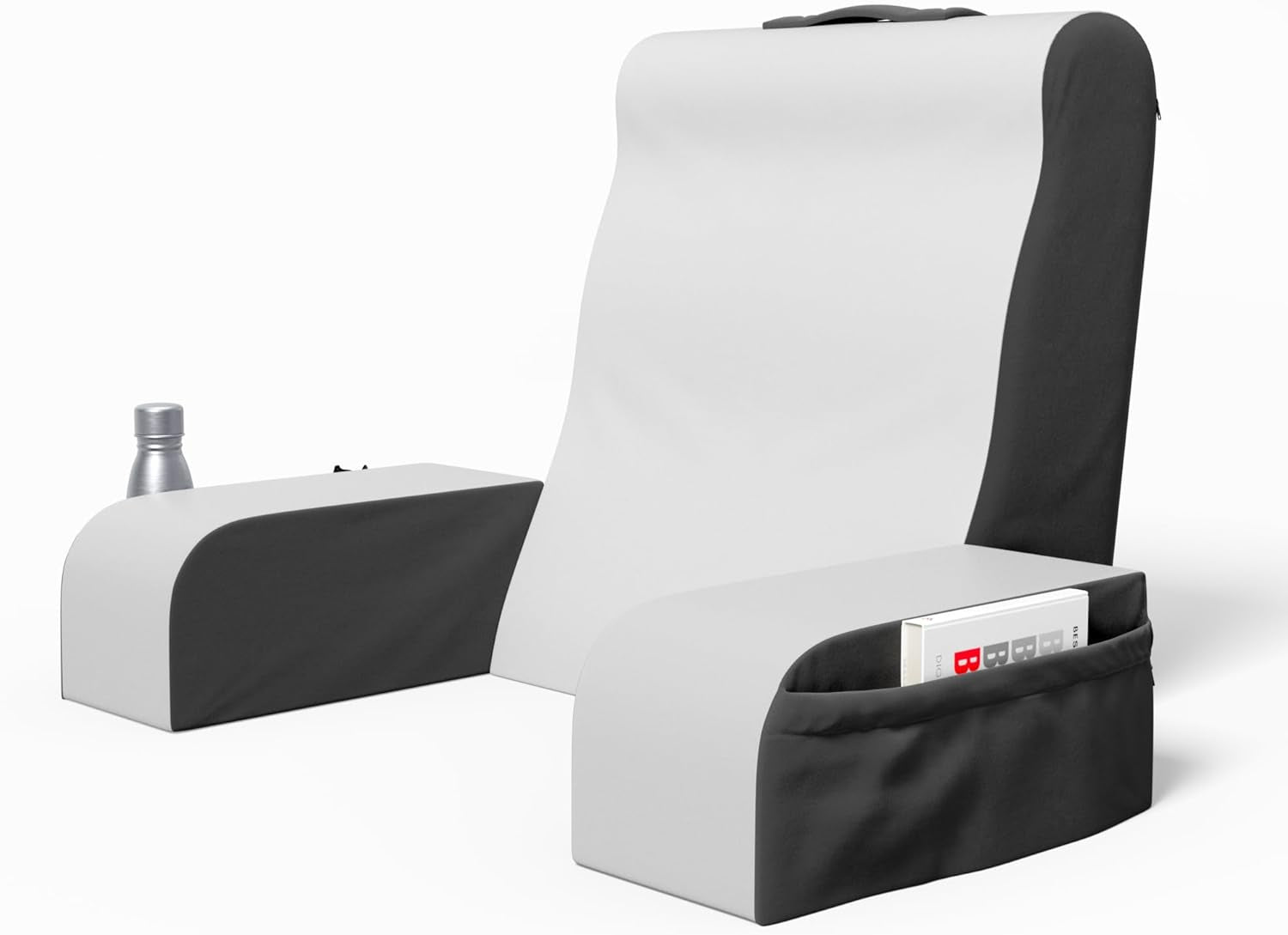 Oreiller de lecture compensé, oreiller de dossier de lit, oreiller de bras pour télévision, livres, jeux, chambre à coucher, soutien du dos (gris/blanc, standard)