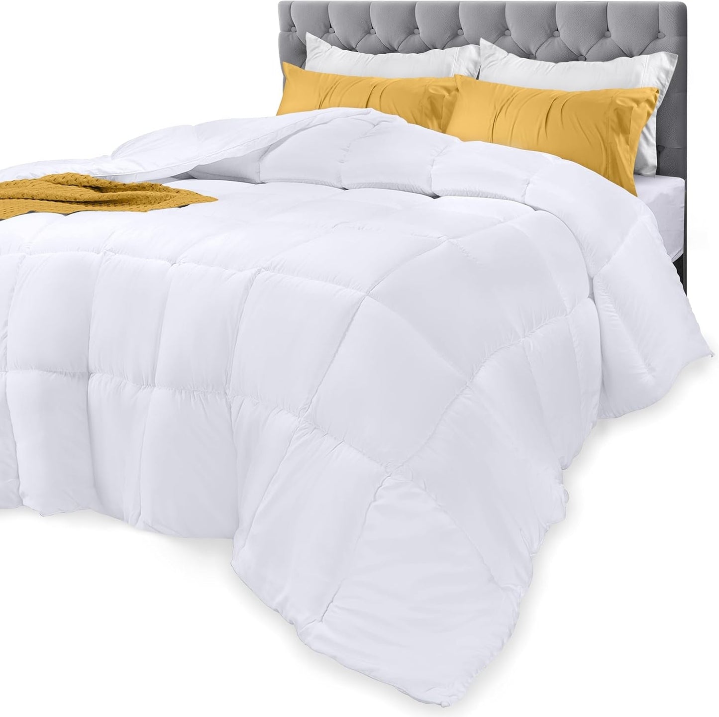 Utopia Literie Couette Toutes Saisons 250g/m² Remplissage De Fibres Siliconées Peluche Lit Double Cousu Dans Une Boîte (Double XL Gris Clair) Naty Shop Couettes Et Couettes Blanc Twin Xl