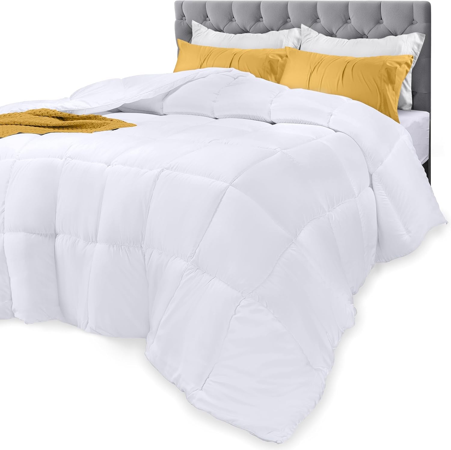 Utopia Literie Couette Toutes Saisons 250g/m² Remplissage De Fibres Siliconées Peluche Lit Double Cousu Dans Une Boîte (Double XL Gris Clair) Naty Shop Couettes Et Couettes Blanc Twin Xl
