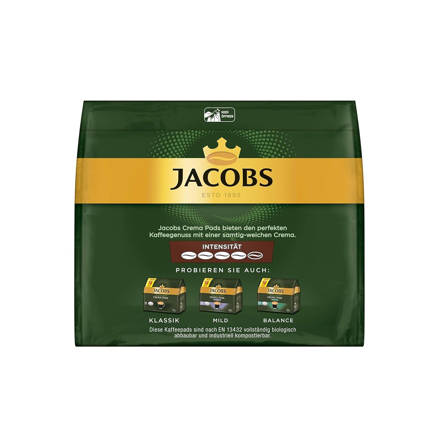 Kräftig Cream Pads, 90 Kaffeepads compatibles Senseo UTZ-zertifiziert, 5er Pack, 5 x 18 Getränke & Cream Pads, 90 Kaffeepads compatibles Senseo UTZ-zertifiziert, 5er Pack, 5 x 18 Getränke