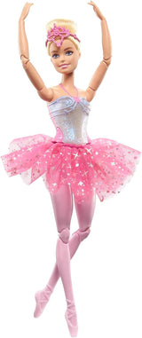 Barbie Dreamtopia Poupée Ballerine Magique avec Lumières, Tutu Rose et Cheveux Blonds, 5 Effets Lumineux et Sonores, Barbie Positionnable, 3 Ans et Plus, HLC25