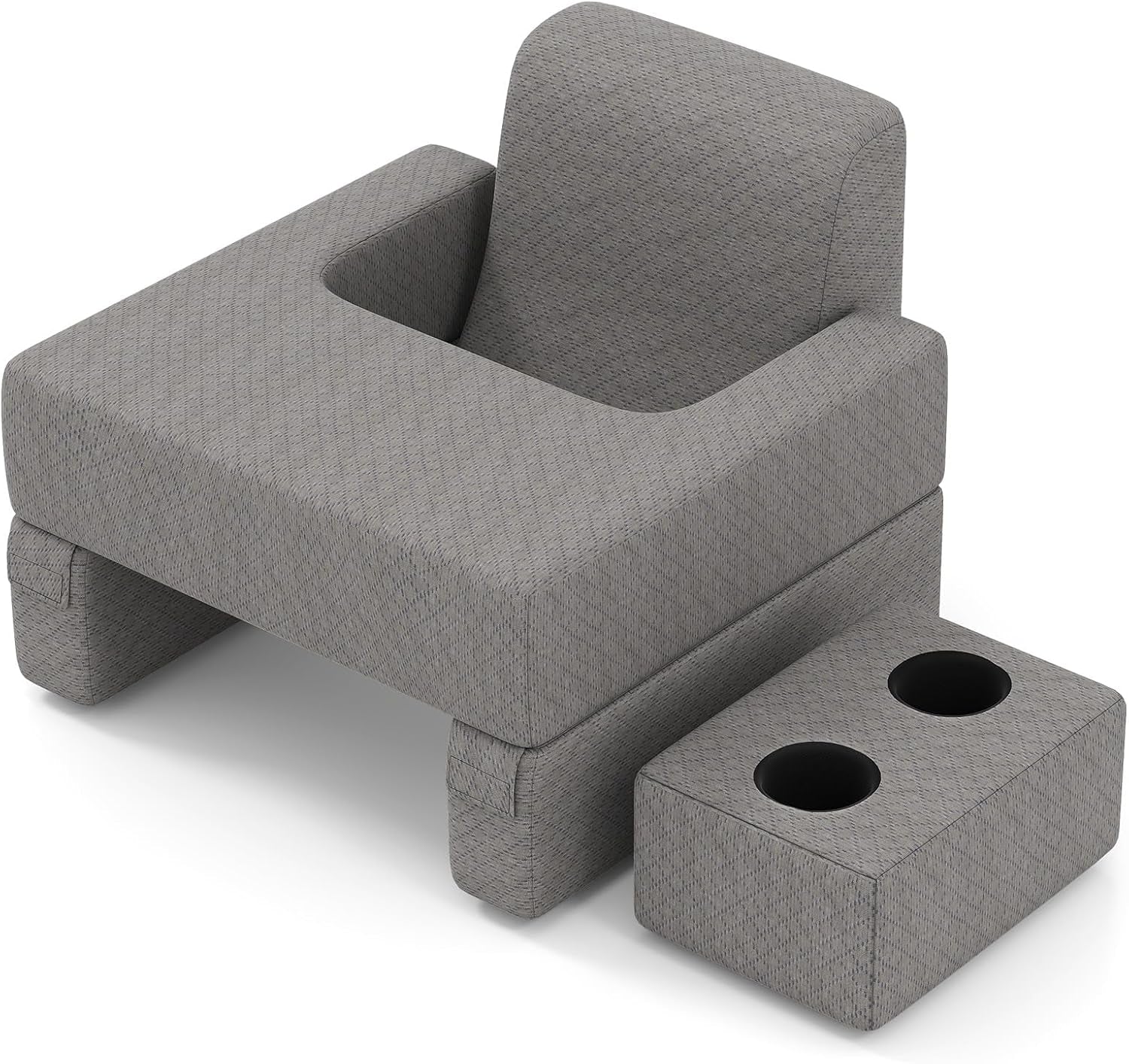 Oreiller de lecture pour lit et canapé, coussin de livre, librement combinable avec porte-boisson et housse lavable, oreiller de bureau réglable pour ordinateur portable pour lire, jouer, travailler, écrire (gris)