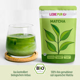 Lebepur BIO Matcha Poudre 100G - Qualité Premium du Japon Sans Additifs - Poudre de Thé Vert 100% Pure pour Matcha Latte, Thé Matcha, Thé Vert, Smoothie - Thé Vert Japonais