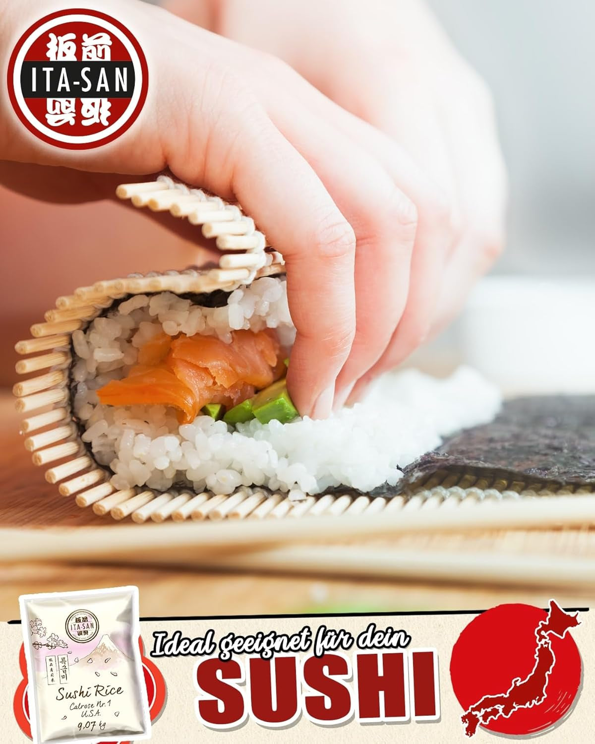 ITA-SAN Calrose / Riz pour sushi, 1 paquet (1 x 9,07 kg)