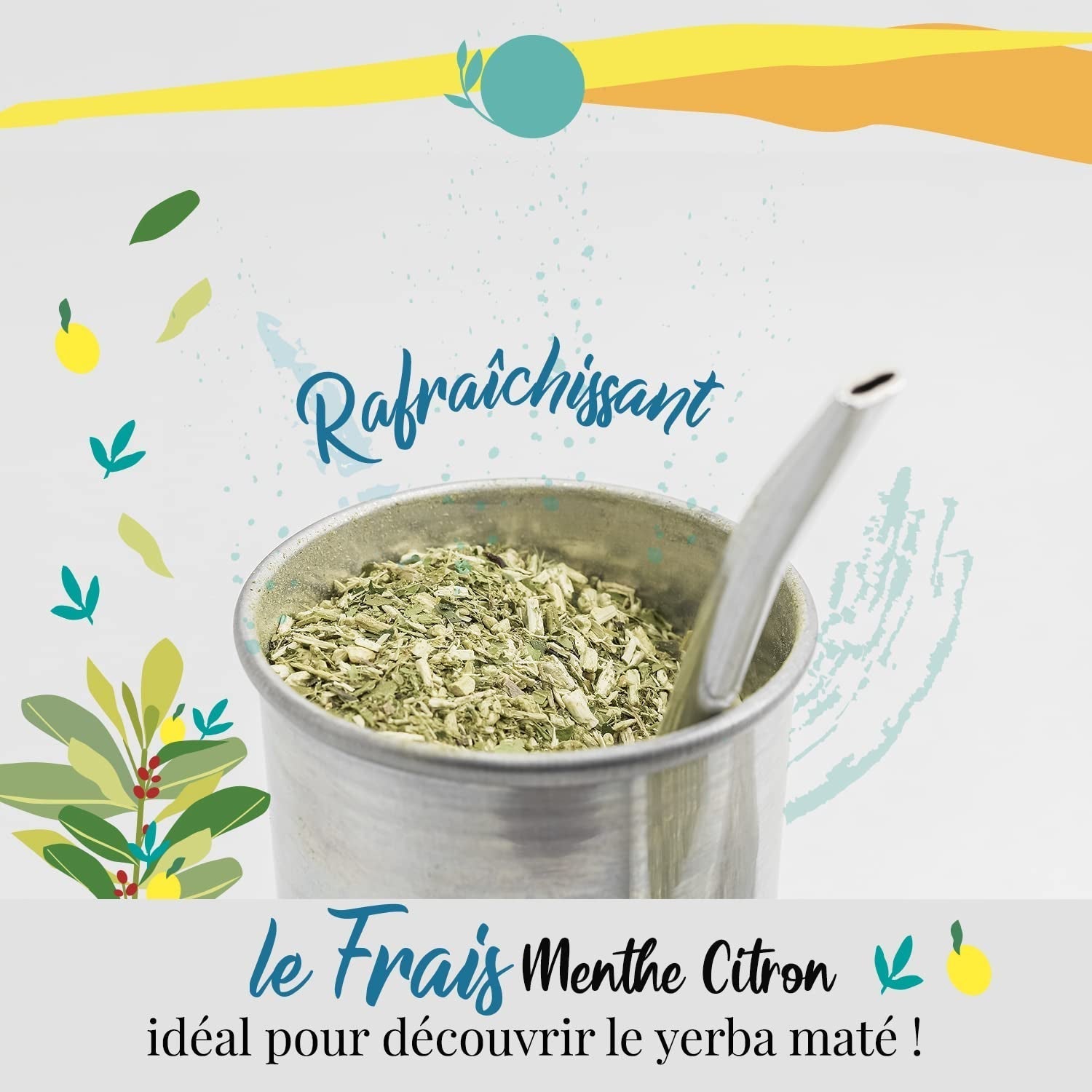 ORIGEENS BIO YERBA MATE À LA MENTHE ET CITRON 200 G - Fraîcheur I Yerba Mate Bio non torréfiée, feuilles, sans tiges ni poussière