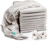 MAKIAN Carrés de Mousseline, Paquet de 10, 80x80cm, Certifié Oeko-TEX® Standard 100, 10 Chiffons Premium - Carrés de Tissu Double Tissé / Carrés de Mousseline, Résistant à l'ébullition - Blanc