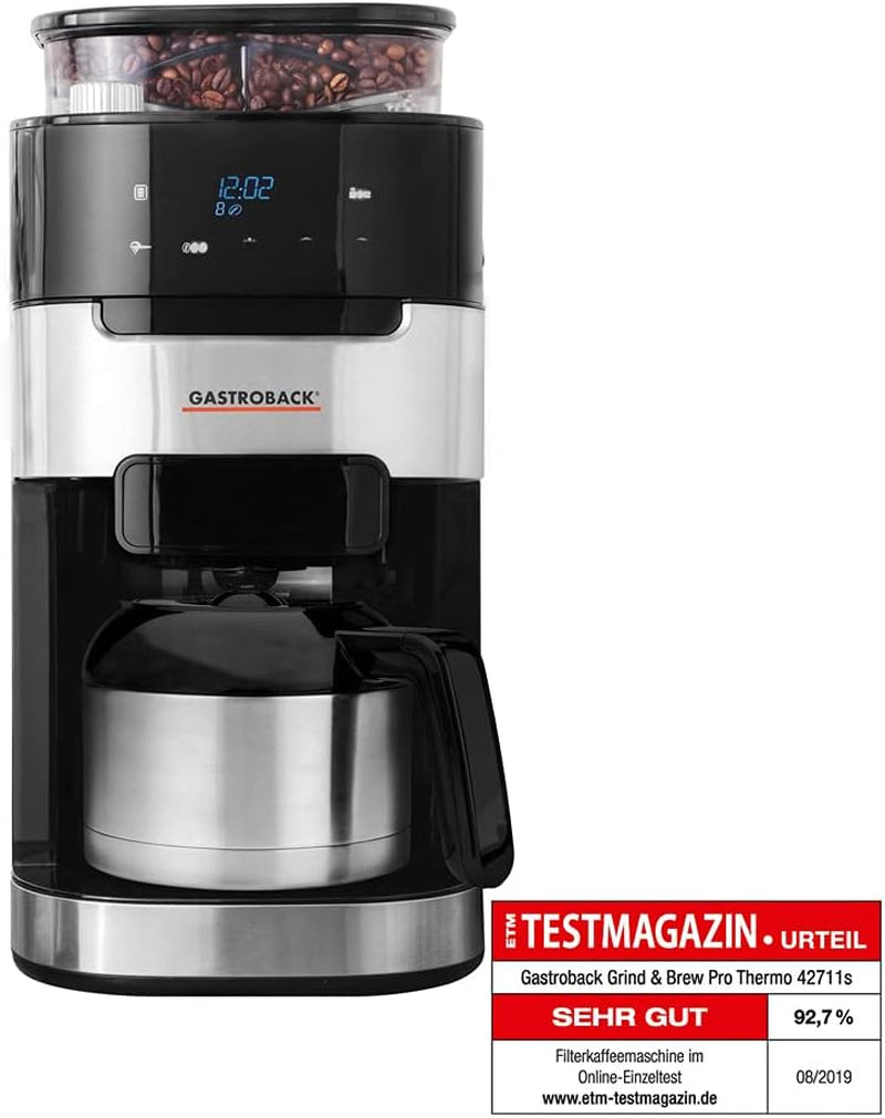 Machine à expresso thermique GASTROBACK Grind & Brew Pro, argent, noir