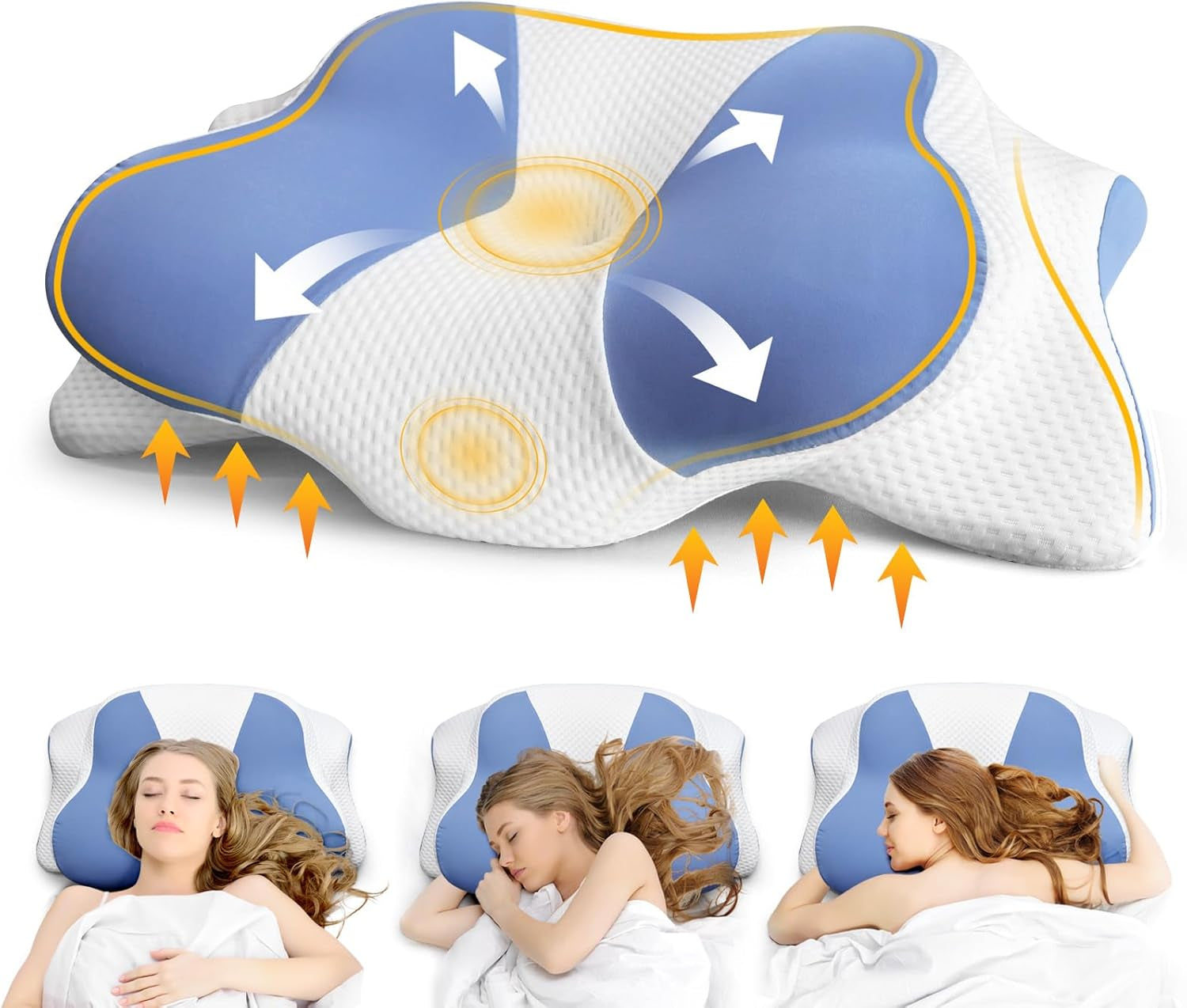 Oreiller ergonomique pour dormeur latéral - Oreiller cervical Oreiller de soutien pour les douleurs au cou et aux épaules Oreiller orthopédique en mousse à mémoire de forme Oreiller de soutien du cou pour le ventre, le dos et le côté avec soutien du cou Oreillers orthopédiques cervicaux Naty Shop Titre par défaut