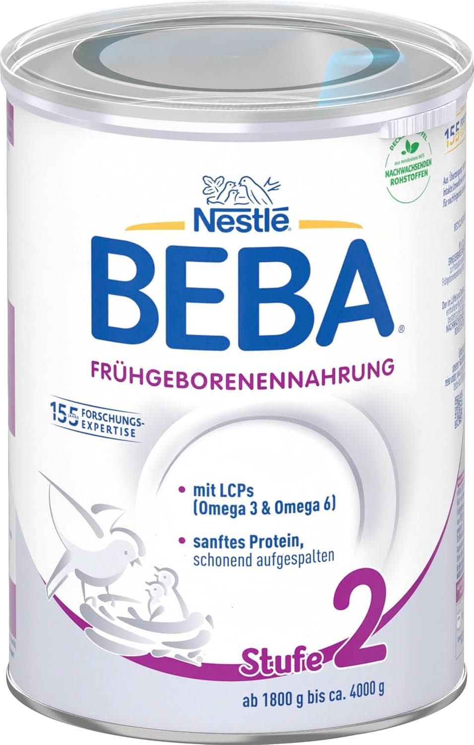 Aliment pour bébés prématurés BEBA Niveau 2, Aliment spécial pour bébés prématurés et nouveau-nés de faible poids, prêt à boire, pack de 32 (32 x 90 ml) Naty Shop