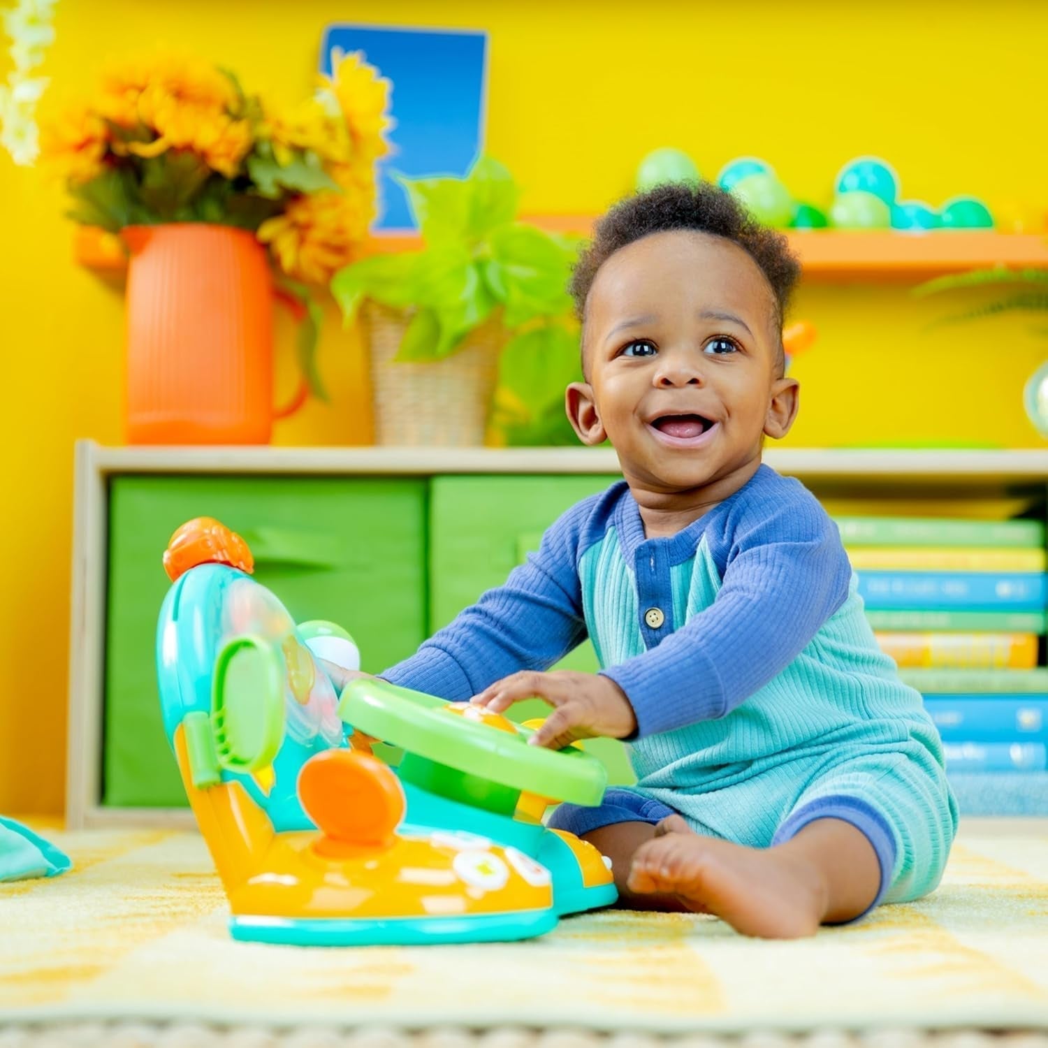 Bright Starts, volant jouet, pilote lumières et couleurs, avec musique, bruits de voiture, clignotants, levier de vitesses et plus Bebe Naty Shop Jouets