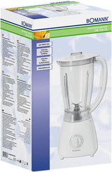 Bomann 378 CB Universalmixer Zum Pürieren, Schlagen, Zerkleinern, Shaken et Mixen, Ice Crush-Funktion, Kraftvoller 500 Watt-Motor, Abnehmbarer Mixbehälter Mit 1.5 Liter, Edelstahlmesser, Weiß, UM 378 CB Kitchen Naty Shop