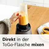 Bosch Batteur sur socle Vitapower Serie 4 MMB6174SN, Version Verbesserte, Hochwertige Edelstahl-Klingen, 1,5L Glasbehälter, 0,6L To-Go-Flasche, Spülmaschinenfeste Teile, 30 000 U/Min, 1200 W, Silver Kitchen Naty Shop