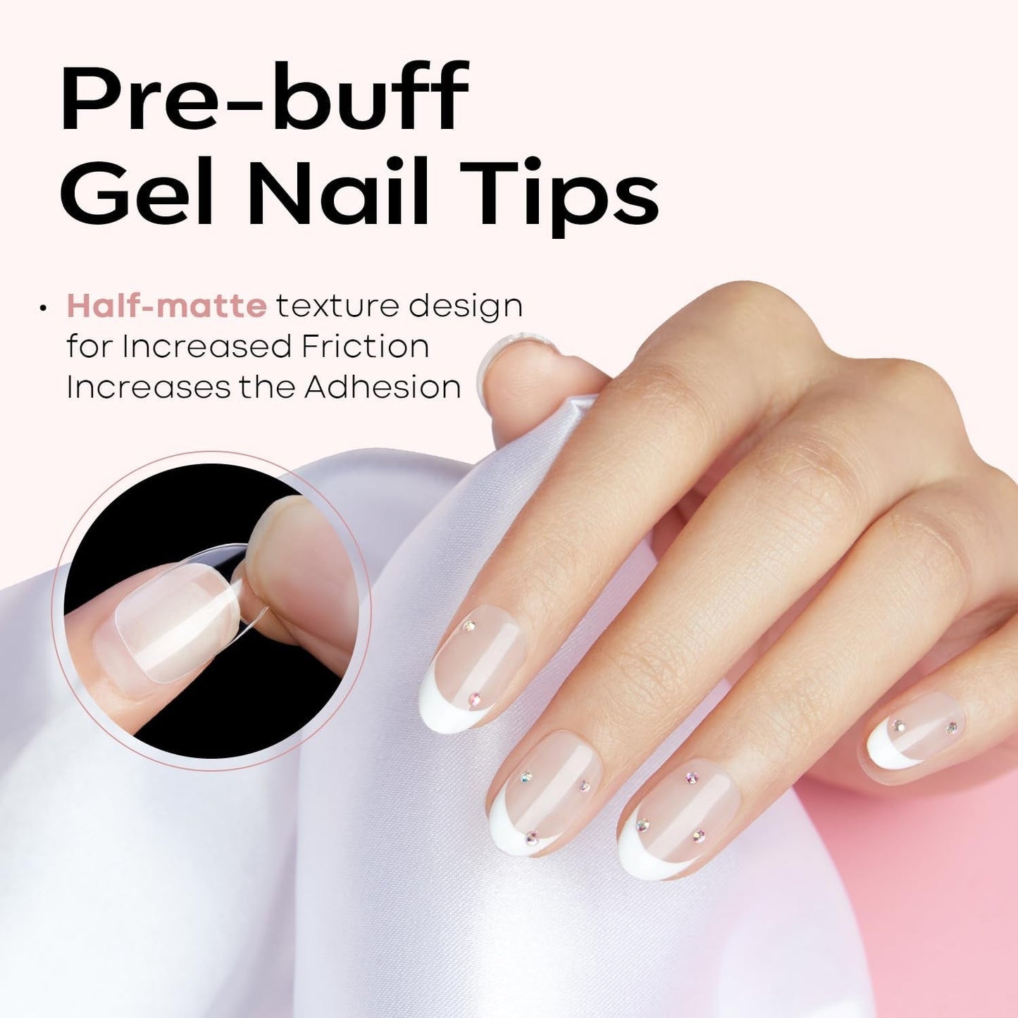 Modelones Nail Tips 510 pièces – Ensemble de pointes d'ongles à couverture complète, ensemble de pointes en gel, pointes d'ongles en résine PMMA pré-polonées, ongles artificiels à coller sur Nail Art DIY, Squoval court