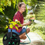 Relaxdays Enrouleur de Tuyau d'arrosage Vide pour Tuyau d'arrosage 30 m 1/2", Hauteur-Largeur 39 x 43 x 30 cm, Noir-Vert