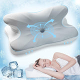 Elegear Oreiller en mousse à mémoire de forme avec housse d'oreiller rafraîchissante Oreiller pour douleurs cervicales Oreiller ergonomique Oreiller orthopédique pour dormeur latéral Dos abdominal 63 x 10/14 x 36 cm Oreillers orthopédiques cervicaux Naty Shop Titre par défaut