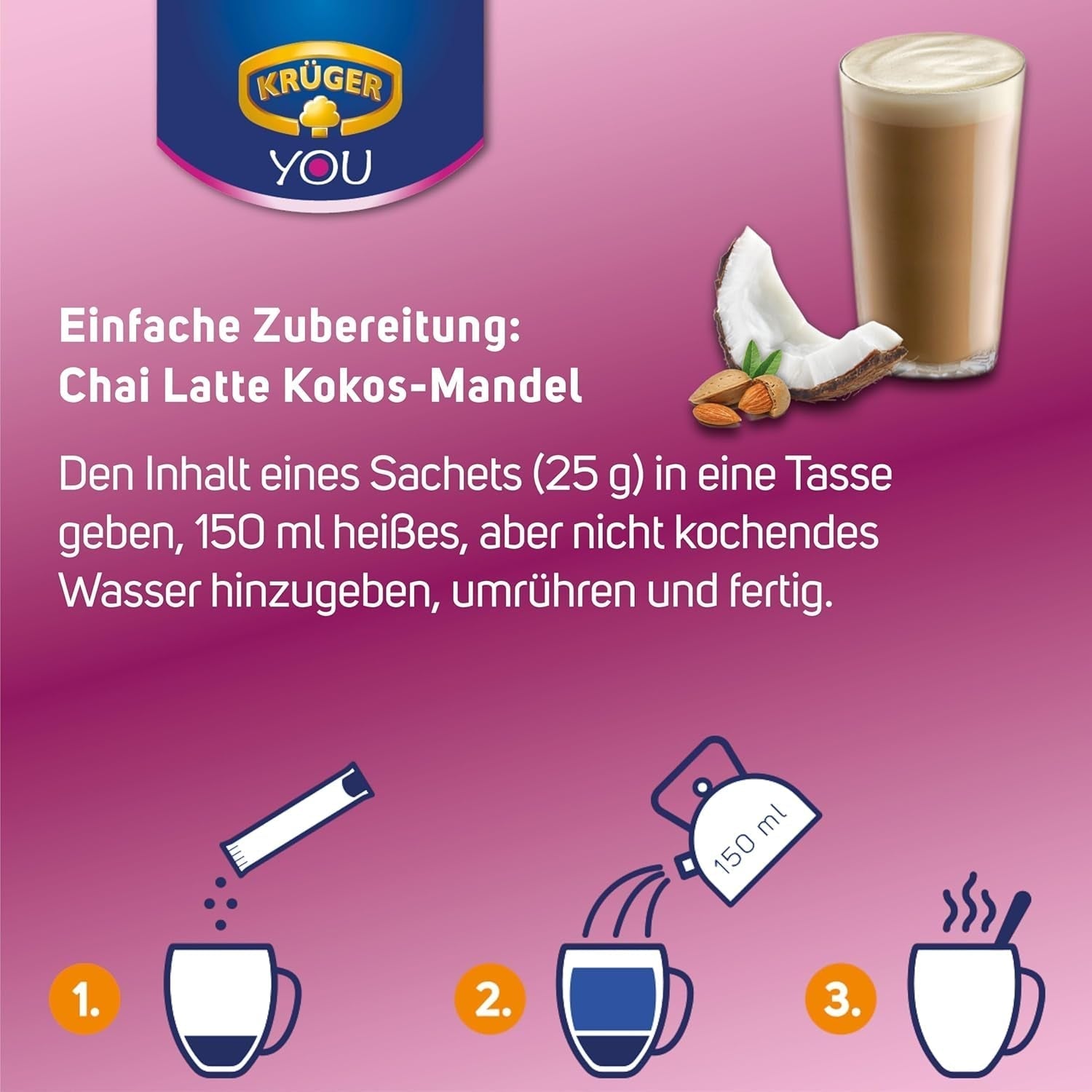 KRÜGER Chai Latte Exotic India type noix de coco-amande (1 x 0,25 kg)