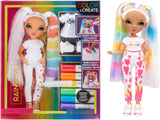Rainbow High Color & Create DIY Modepuppe - Vert Augen, Zopfe, extra Top & Schuhe, abwaschbare Regenbogenstifte - Ausmalen, Gestalten, Spielen, Auswaschen - pour les enfants de 4 à 12 ans et les jeunes