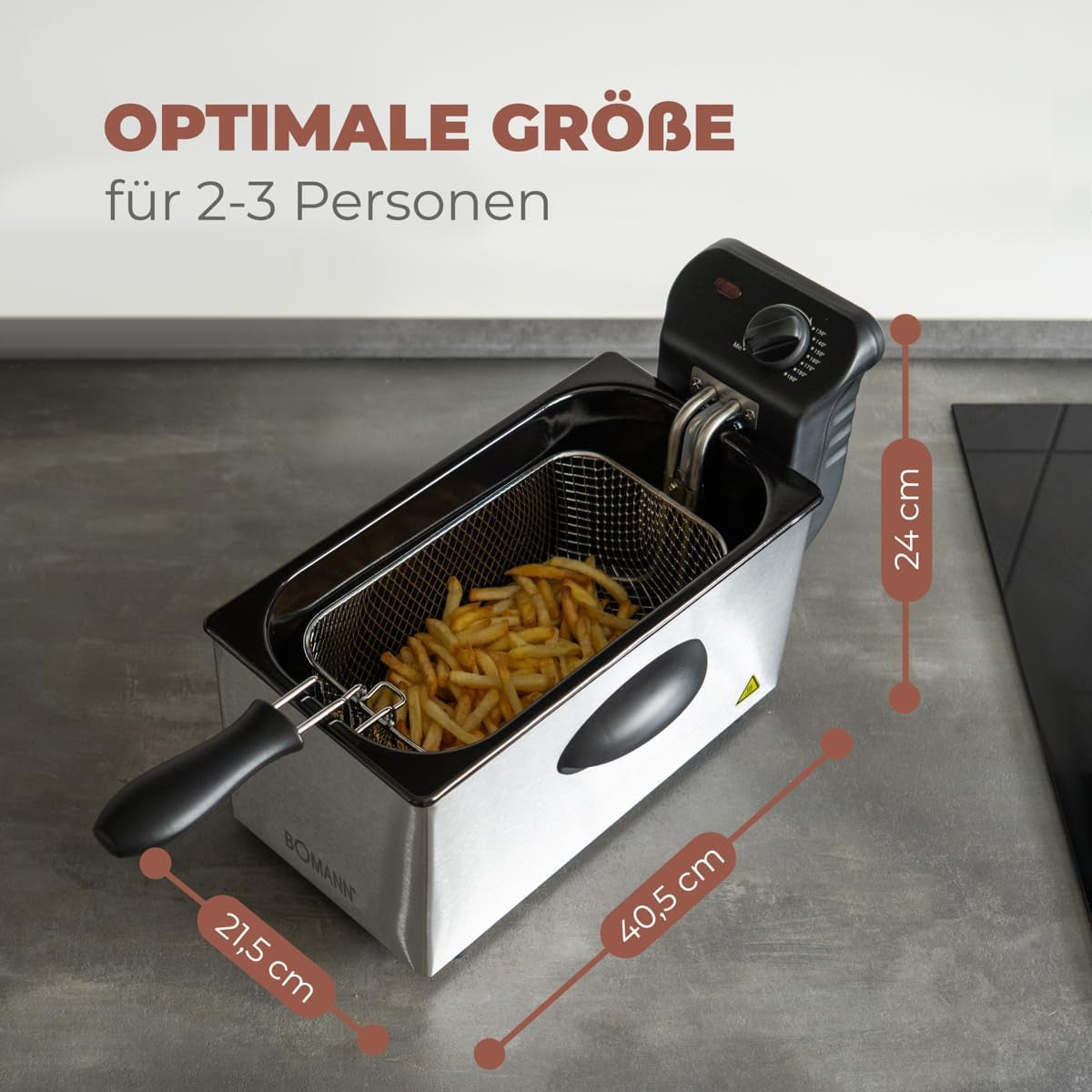 Friteuse à huile Bomann®, capacité 3L, technologie Cool Zone et vidange, 2000 W électroménager Naty Shop