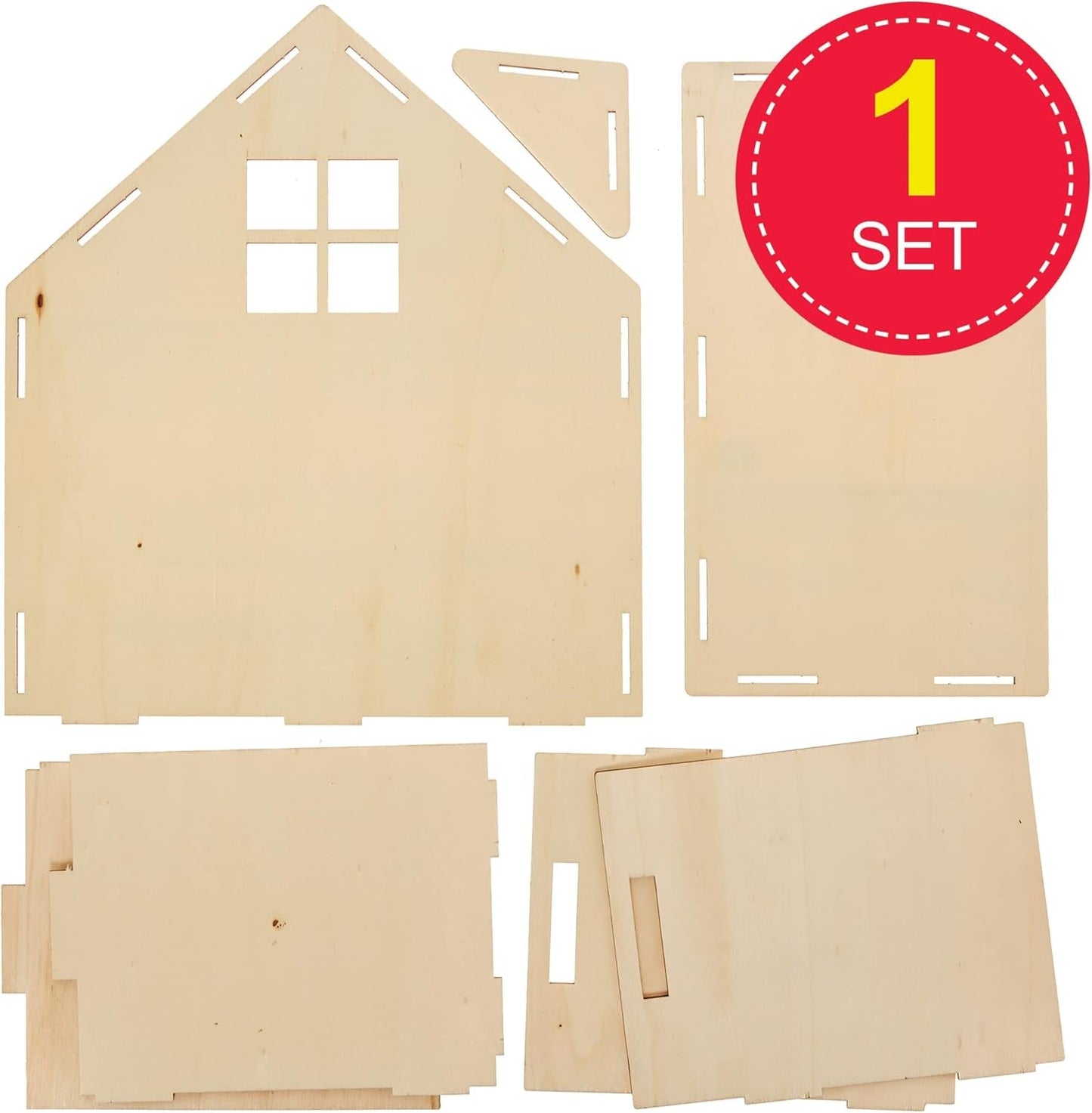 Baker Ross FN199 Construisez votre propre maison de poupée en bois - Kit de construction de maison de poupée 1 pièce pour kit d'artisanat pour enfants