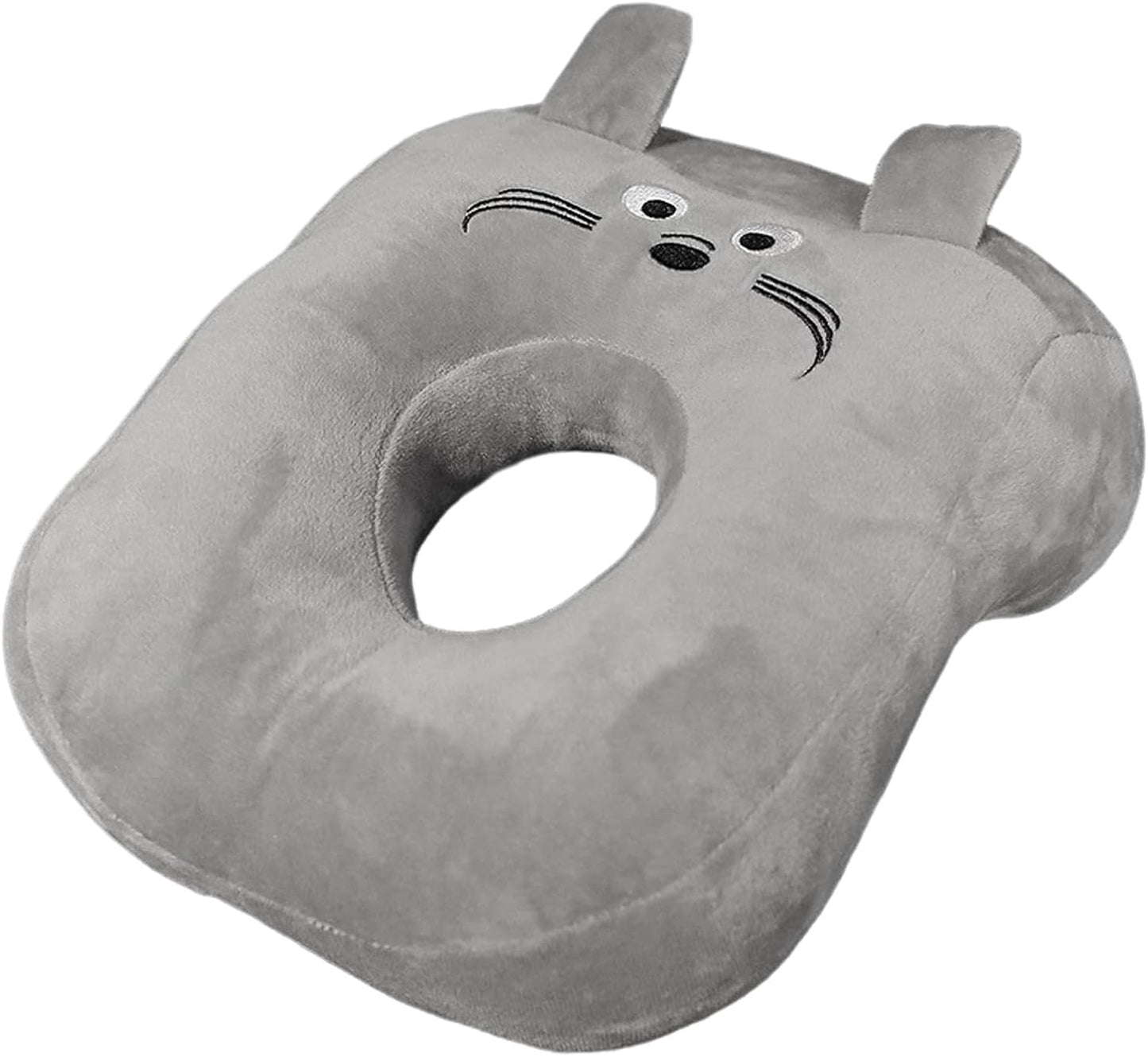Naty Shop Oreiller de bureau en coton à mémoire de forme avec trou d'oreille mignon et doux pour dormir sur le côté pour femmes, filles et enfants (chaton gris) Oreillers orthopédiques cervicaux Naty Shop Kitten Grey