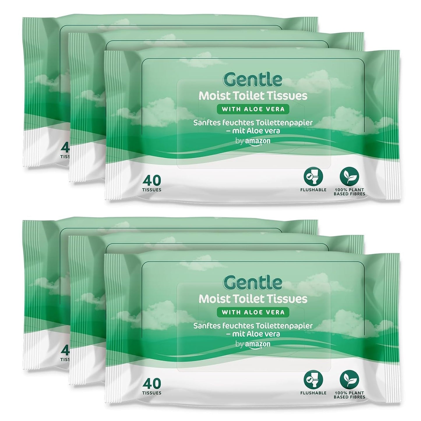 Par Amazon Papiers hygiéniques doux, humides, inodores, fins absorbants et non parfumés, 240 unités (6 paquets de 40 unités) (anciennement marque Presto !)