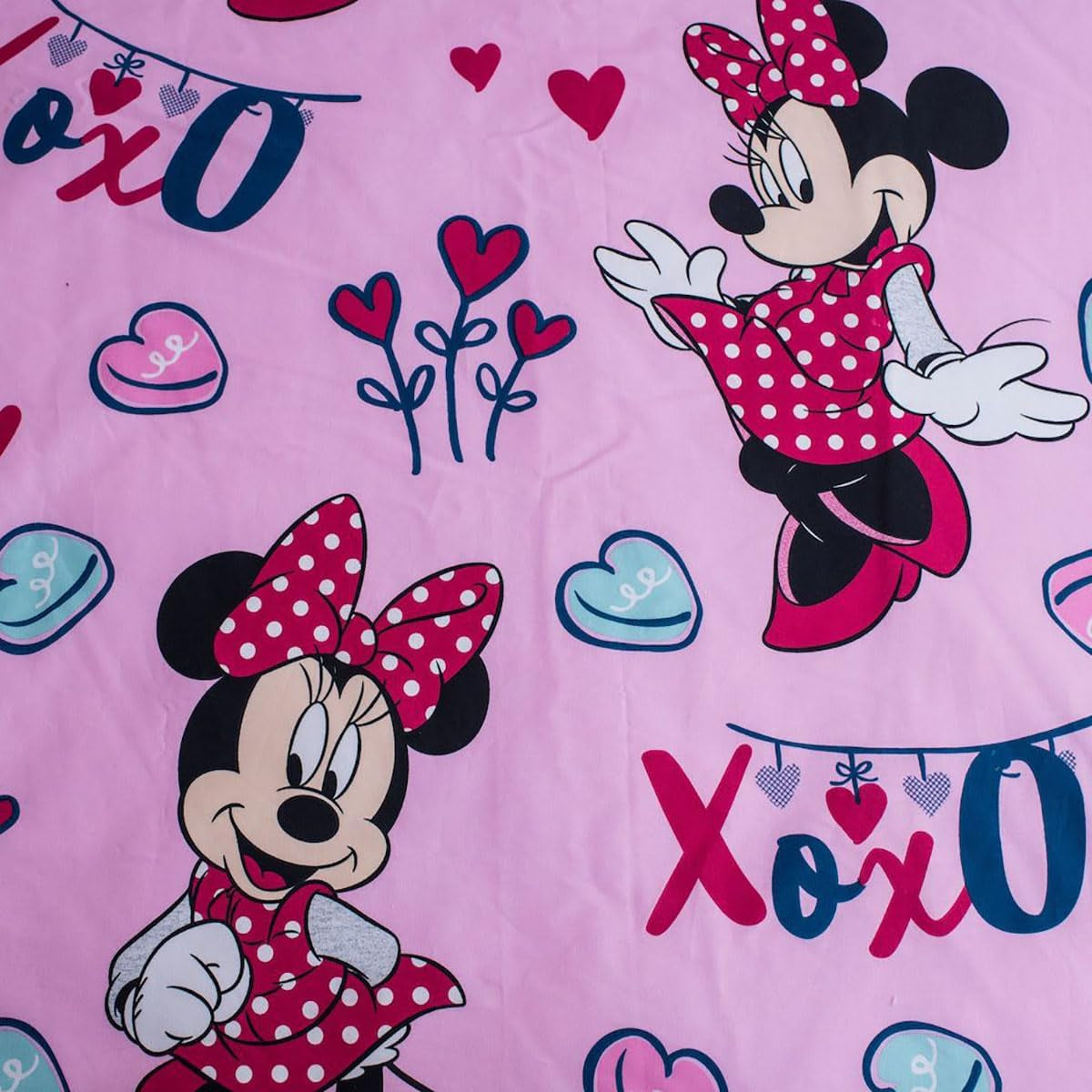 Parure de lit Disney, Minnie Mouse rose bébé, 100 % coton avec fermeture éclair - Kids Naty Shop