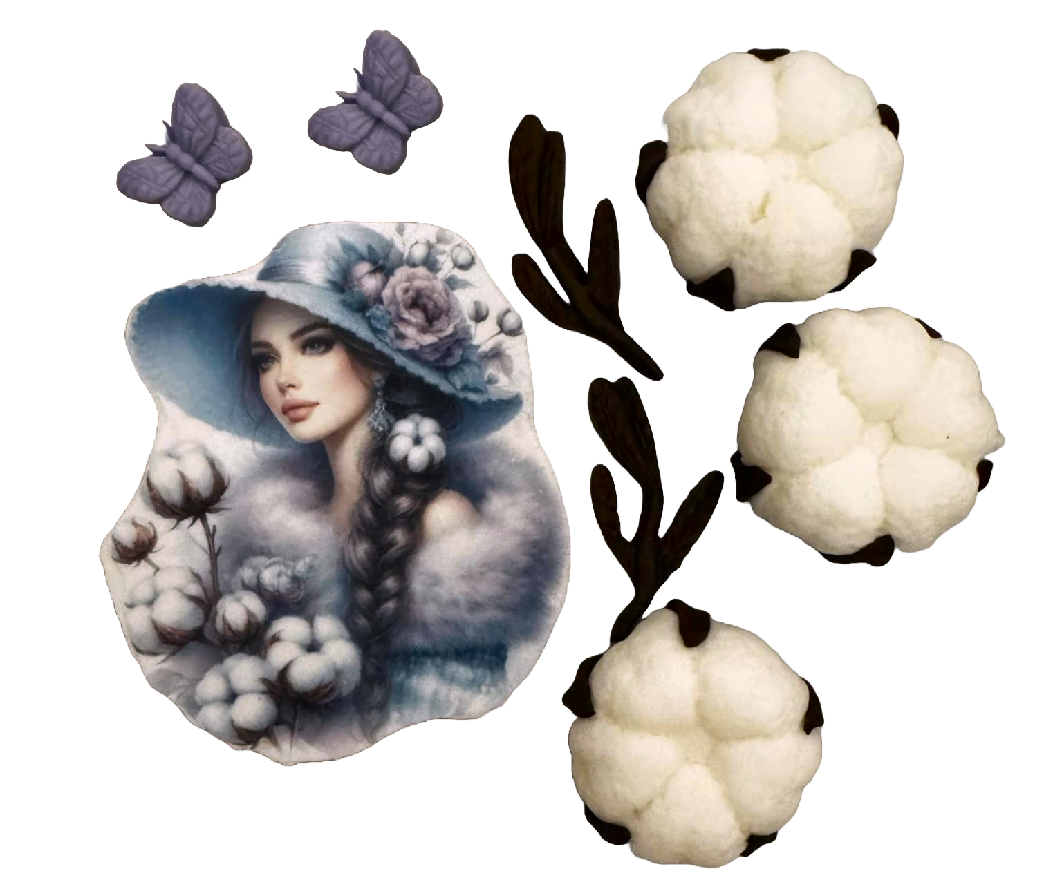 Lot de 8 décorations comestibles en pâte à sucre, Décorations en Pâte à Sucre Belle Dame Nati Shop