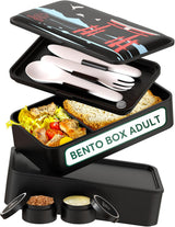 Umami Boîte à Lunch pour Adultes, 4 Couverts et Compartiment Boîte à Bento Empilable Anti-Fuite, Boîte à Lunch Adulte, Récipient à Salade à Emporter, Boîte à Lunch Pique-Nique/Bureau, Gris Charbon, 1500 ML