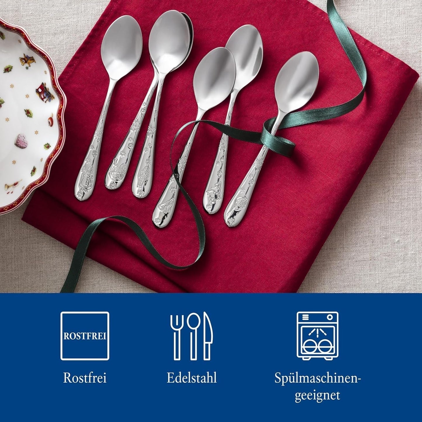 Villeroy & Boch - Set de cuillères à café Toy'S Delight 6 pièces Argent Platine, passe au lave-vaisselle Kitchen Naty Shop