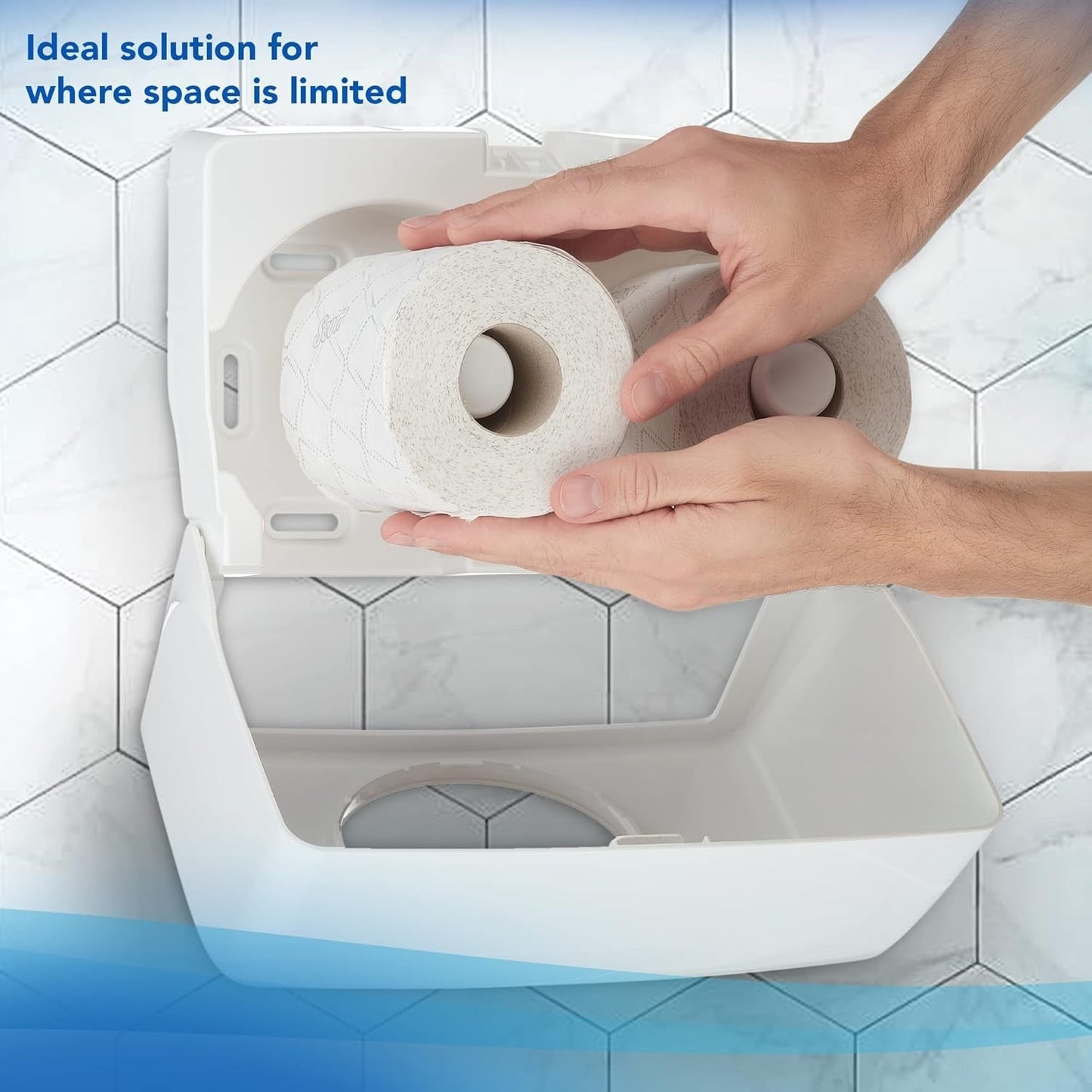 Papier toilette Scott® Essentialtm 8519 Papier toilette en fibres recyclées blanc 2 épaisseurs certifié FSC 64 rouleaux X 350 feuilles (total 22 400 feuilles)