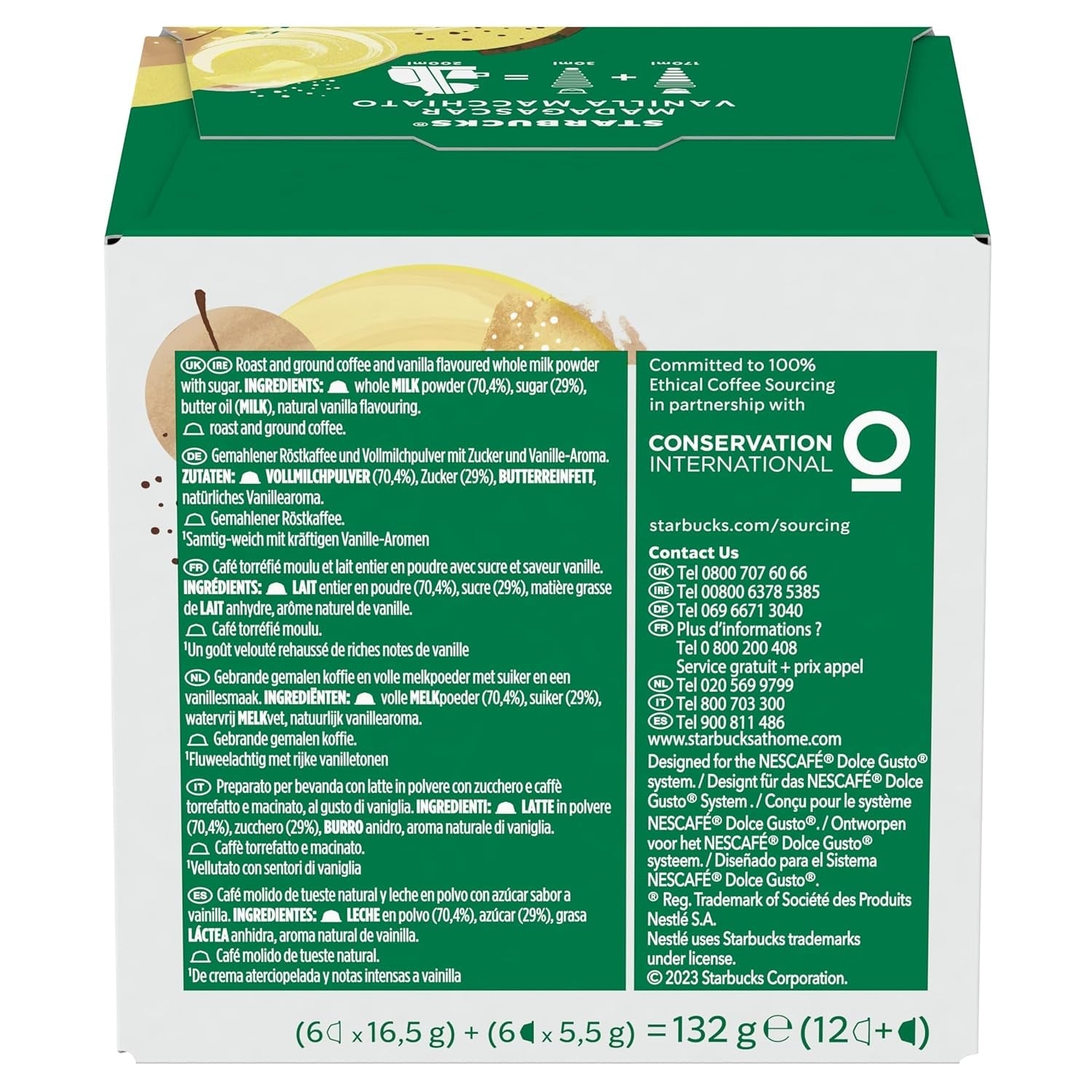 STARBUCKS Vanille Macchiato par Nescafé Dolce Gusto Kaffeekapseln 6 x 12 (72 Kapseln)