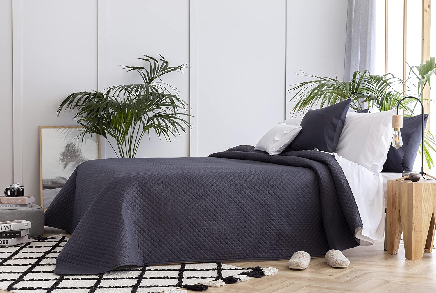 Todocama Fine Boutique Couvre-lit avec motif diamant printemps été automne hiver 100 % microfibre extra douce couvre-lit multifonction 105-200 x 260 cm beige lits et couvertures Besuche den Todocama-Store gris foncé Cama 105 - 200 x 260 cm.
