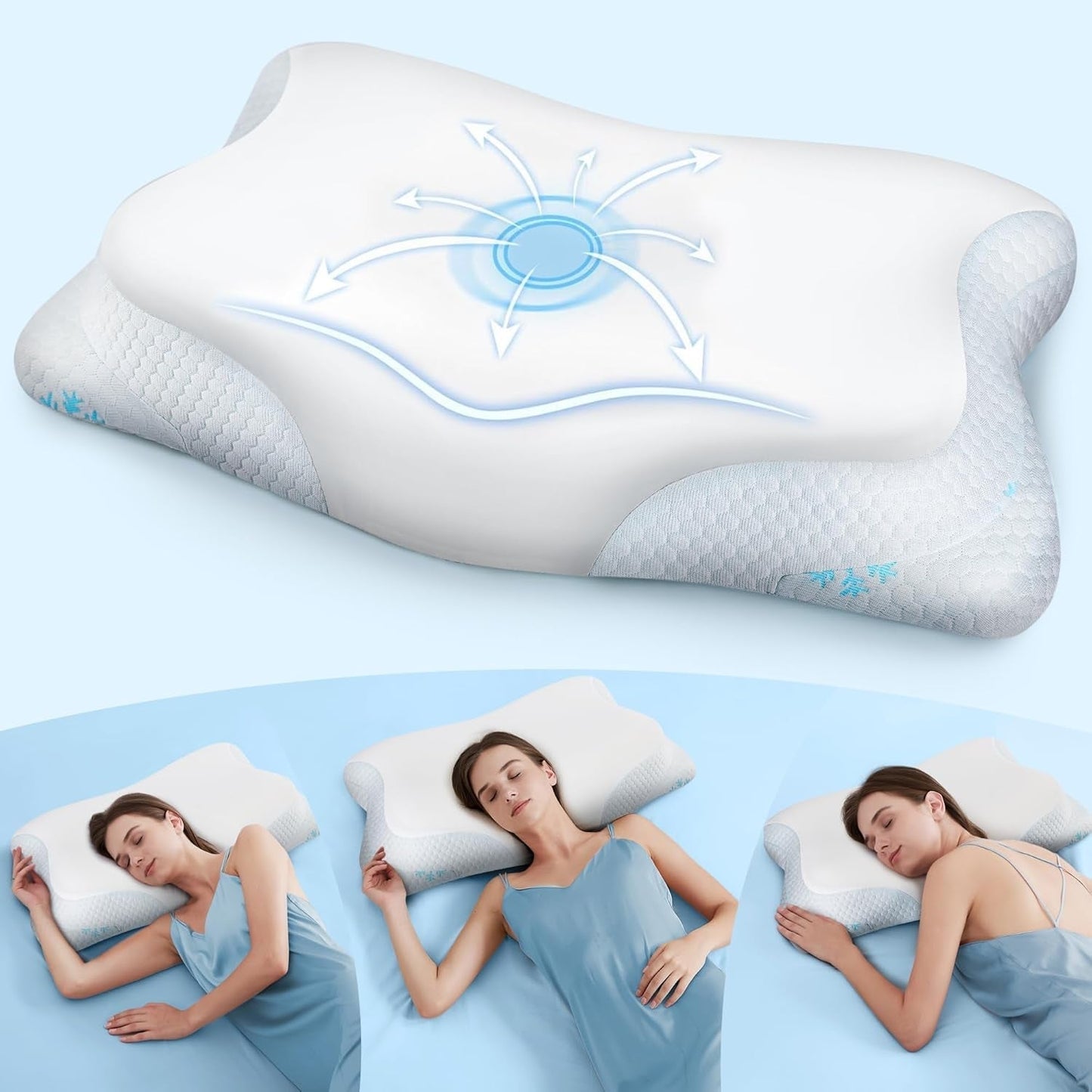 Cloudétoile Oreiller Cervical Oreiller en Mousse à Mémoire - Oreiller Orthopédique Ergonomique 2 en 1 Oreiller en Mousse Visco Oreiller de Soutien du Cou pour Dormeur Latéral Oreiller en Mousse à Mémoire Réglable en Hauteur Blanc 64X38X12 Cm Oreillers Cervicaux Orthopédiques Naty Shop Blanc 64X38X12 Cm